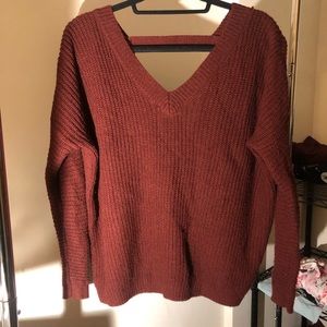 Open Back V Neck Sweater